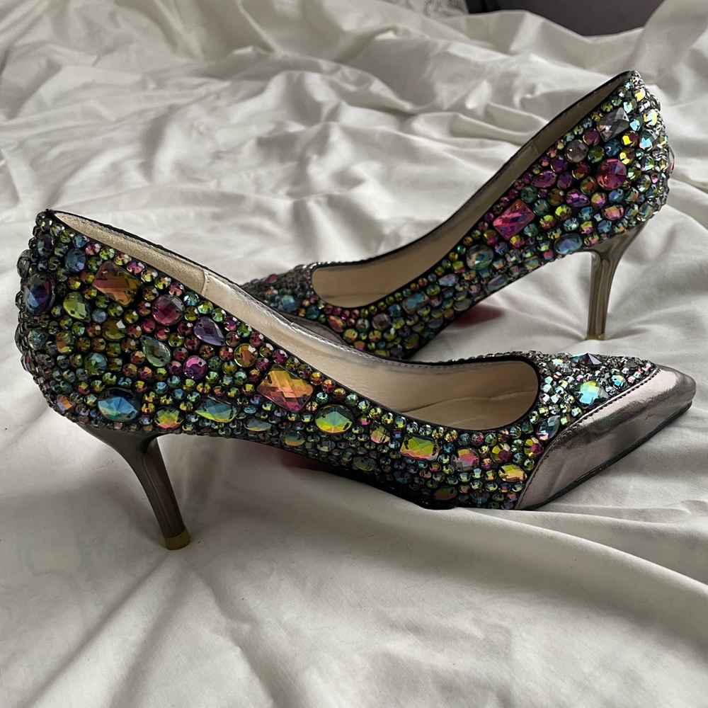Marc Defang New York pageant crystal pump heels